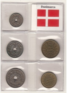 DANIMARCA set monete circolate da 1 - 2 - 5- 10 - 20 - Kroner anni vari Bella Conservazione